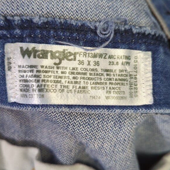 Wrangler FR Jeans Men's 36x36 Fits 36x35 Blue 13 Original Flame Resistant Denim - Picture 11 of 13